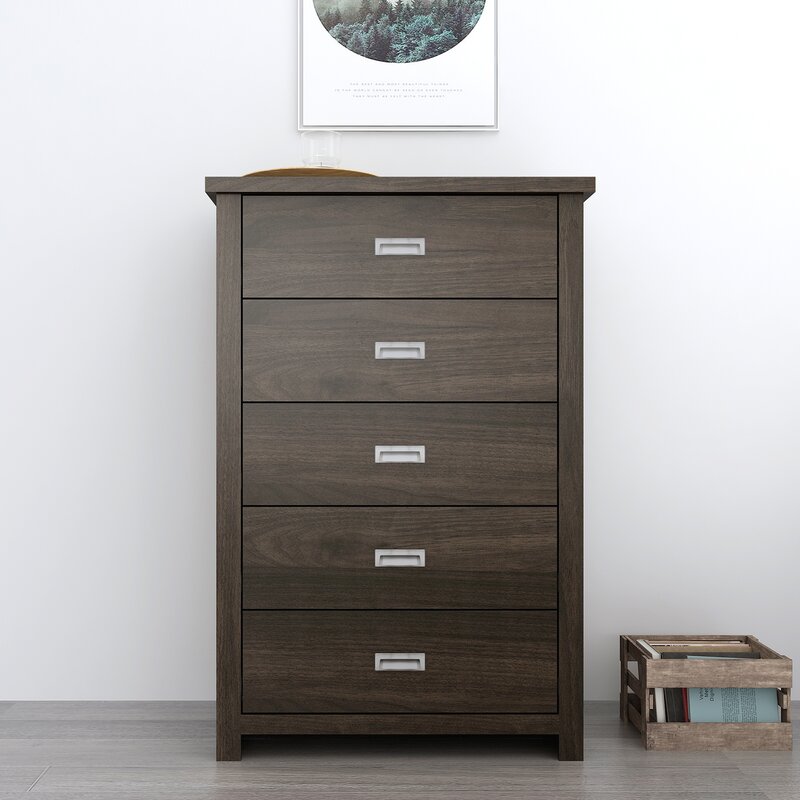 Khiri 5 Drawer 30.25'' W Chest Royal Espresso Indoor Dresser Mirror