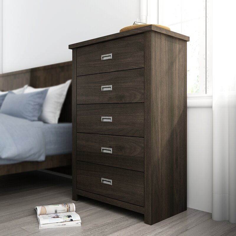 Khiri 5 Drawer 30.25'' W Chest Royal Espresso Indoor Dresser Mirror