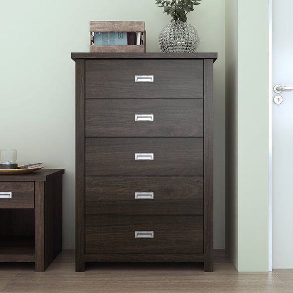 Khiri 5 Drawer 30.25'' W Chest Royal Espresso Indoor Dresser Mirror