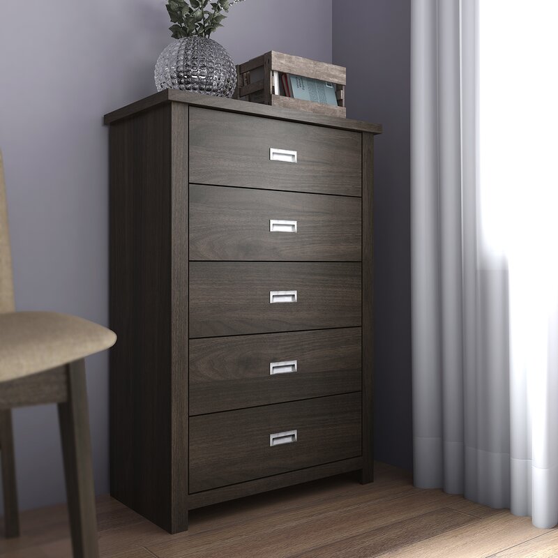 Khiri 5 Drawer 30.25'' W Chest Royal Espresso Indoor Dresser Mirror
