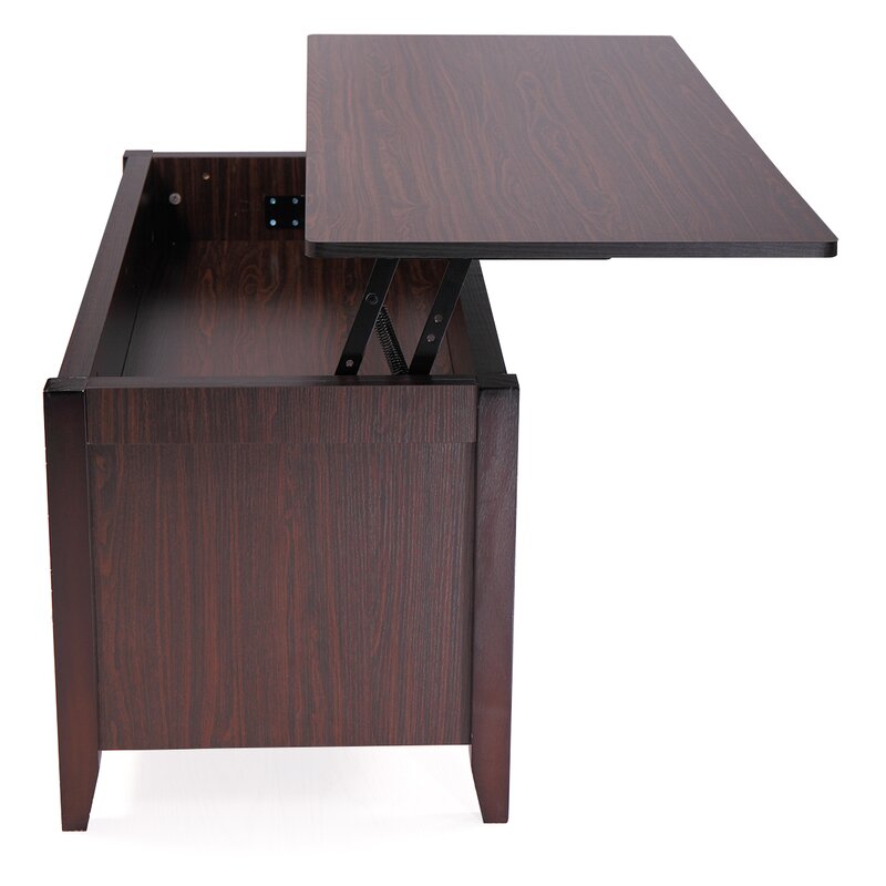 Brown Kiah Lift Top Coffee Table  2 Divided Storage Design