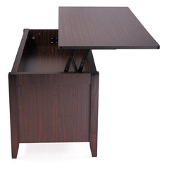Brown Kiah Lift Top Coffee Table  2 Divided Storage Design