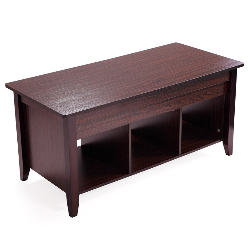 Brown Kiah Lift Top Coffee Table  2 Divided Storage Design