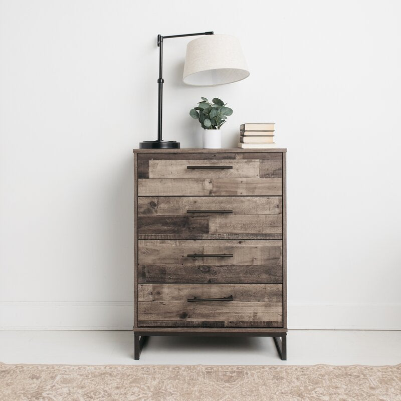Multi-Gray Kian 4 Drawer 28'' W Chest Stunning Two-tone Finish