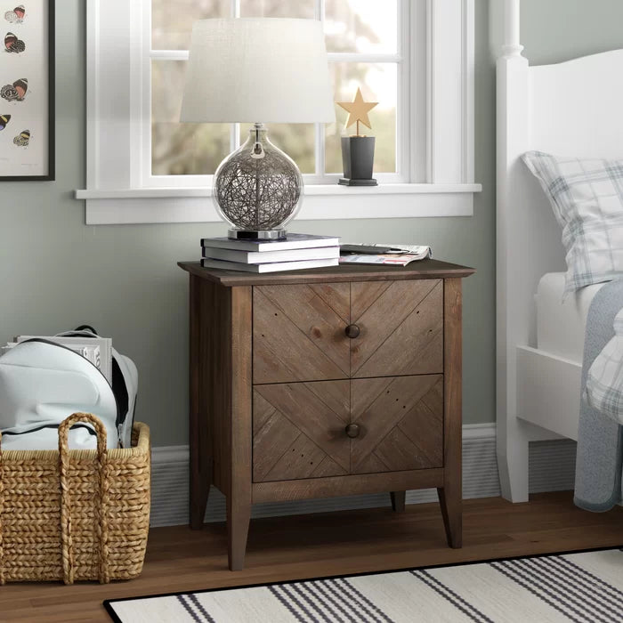 Kidsgrove 26'' Tall 2 - Drawer Solid Wood Nightstand