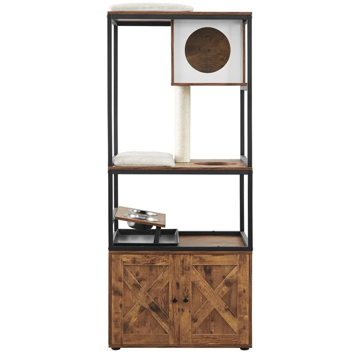 Rustic Brown/Black Kimmel 58" Cat Condo Perfect Napping or Playing