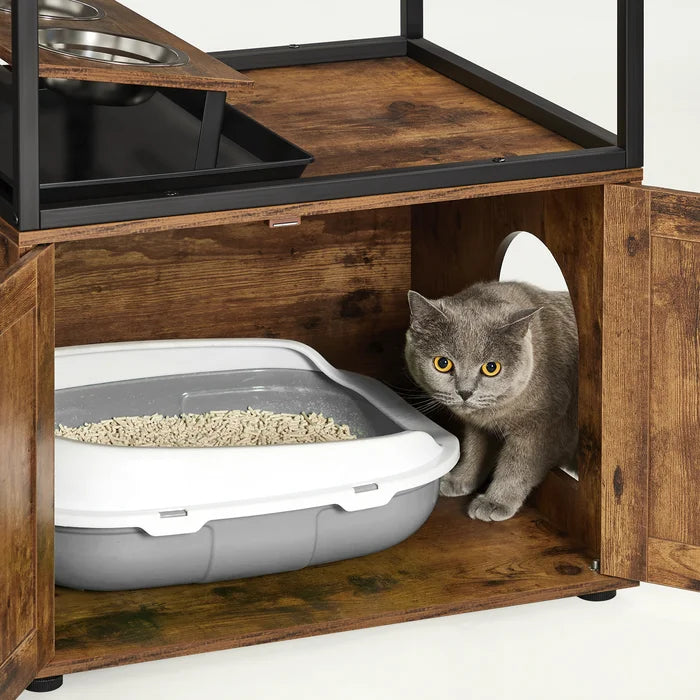 Rustic Brown/Black Kimmel 58" Cat Condo Perfect Napping or Playing