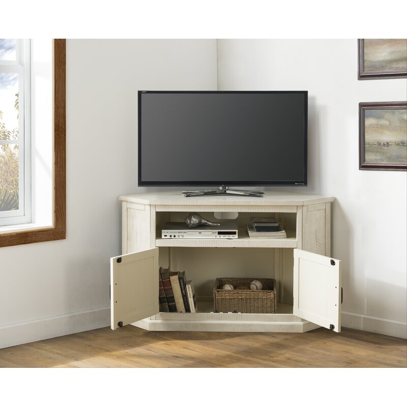 Kinsella Solid Wood Corner TV Stand for TVs up to 55" Antique White
