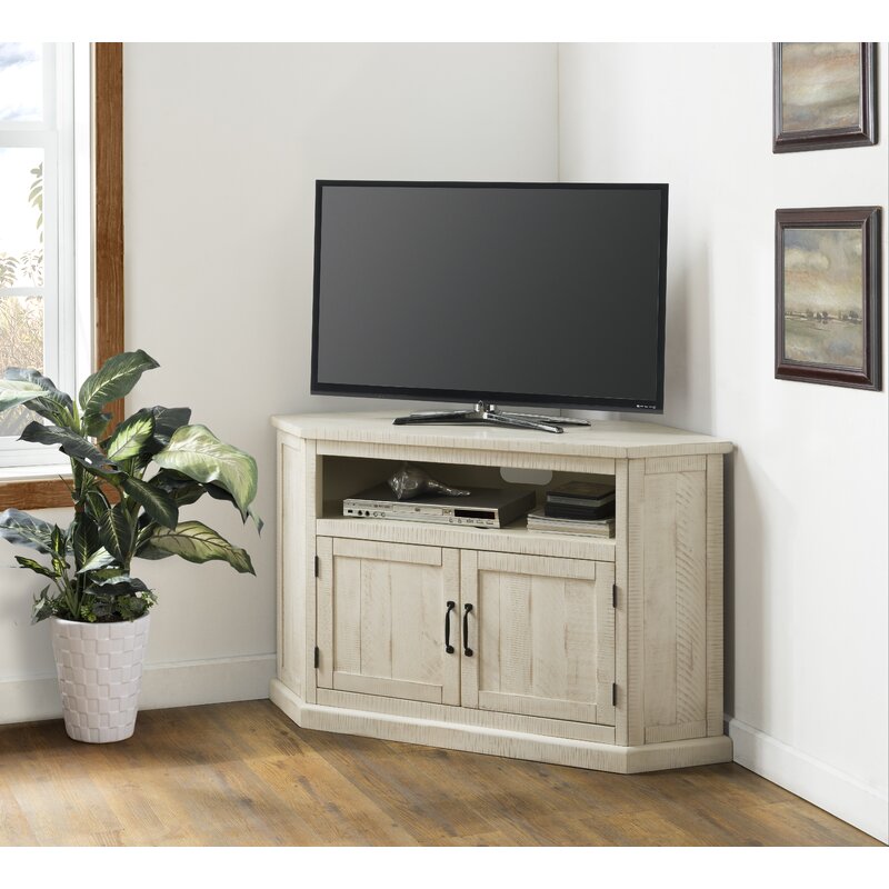 Kinsella Solid Wood Corner TV Stand for TVs up to 55" Antique White