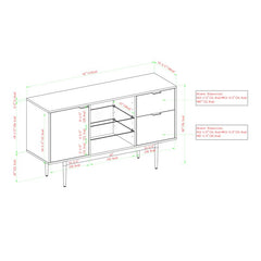 Dark Walnut Kinsey 52'' Wide 2 Drawer Buffet Table Adjustable Glass Shelve