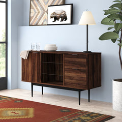 Dark Walnut Kinsey 52'' Wide 2 Drawer Buffet Table Adjustable Glass Shelve