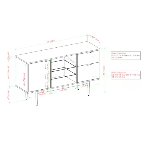 Kinsey 52'' Wide 2 Drawer Buffet Table Sideboard Brings Storage