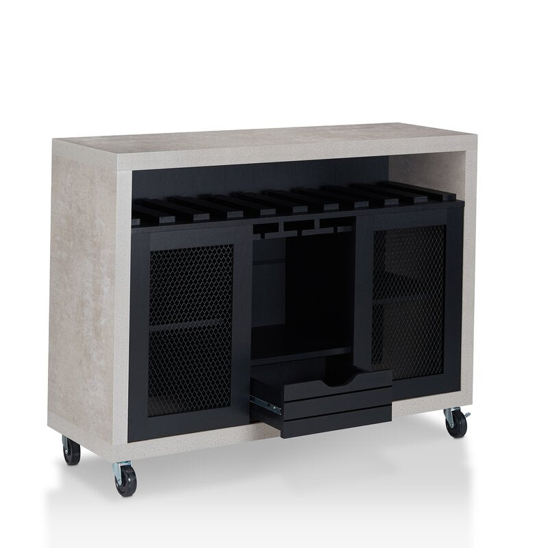 47.25'' Wide 1 Drawer Server Mesh Sliding Cabinet Doors for Plenty Of Factory Flair. Beyond Stylish, This Server Features A 10-Bottle Wine Rack