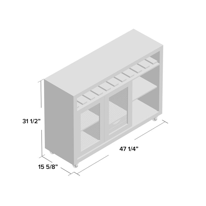 47.25'' Wide 1 Drawer Server Mesh Sliding Cabinet Doors for Plenty Of Factory Flair. Beyond Stylish, This Server Features A 10-Bottle Wine Rack