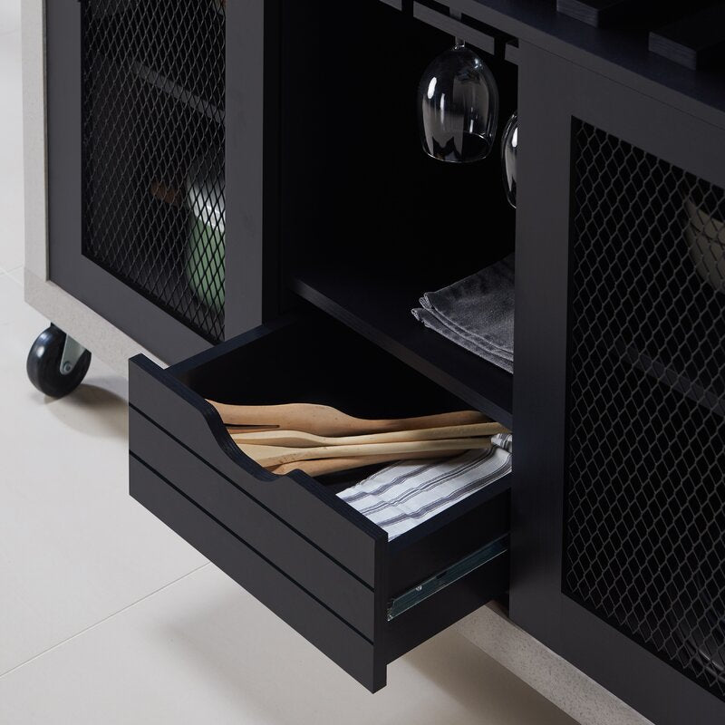 47.25'' Wide 1 Drawer Server Mesh Sliding Cabinet Doors for Plenty Of Factory Flair. Beyond Stylish, This Server Features A 10-Bottle Wine Rack