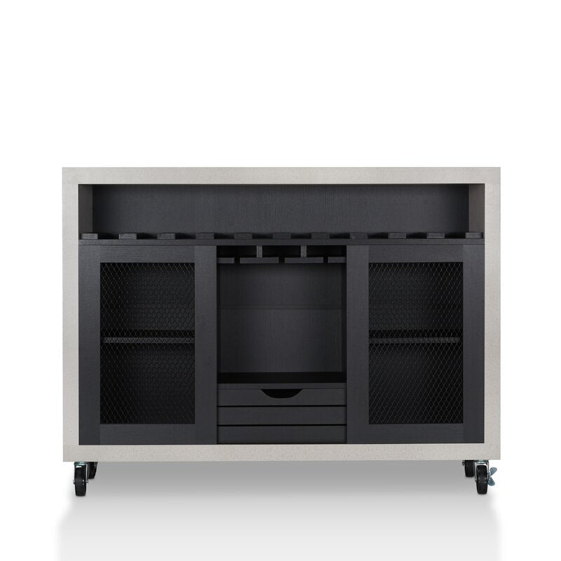 47.25'' Wide 1 Drawer Server Mesh Sliding Cabinet Doors for Plenty Of Factory Flair. Beyond Stylish, This Server Features A 10-Bottle Wine Rack