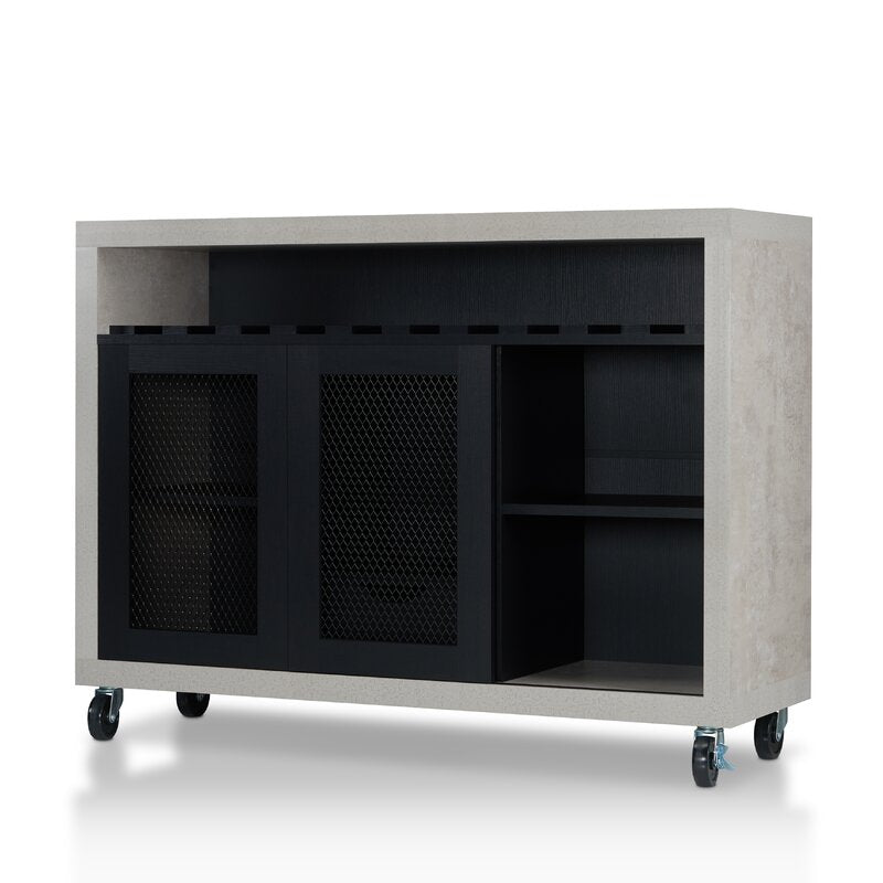 47.25'' Wide 1 Drawer Server Mesh Sliding Cabinet Doors for Plenty Of Factory Flair. Beyond Stylish, This Server Features A 10-Bottle Wine Rack
