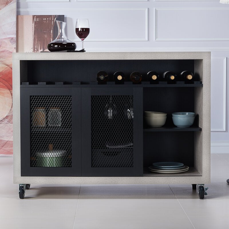 47.25'' Wide 1 Drawer Server Mesh Sliding Cabinet Doors for Plenty Of Factory Flair. Beyond Stylish, This Server Features A 10-Bottle Wine Rack