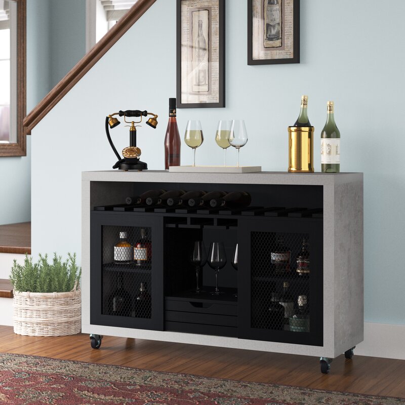 47.25'' Wide 1 Drawer Server Mesh Sliding Cabinet Doors for Plenty Of Factory Flair. Beyond Stylish, This Server Features A 10-Bottle Wine Rack