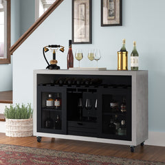 47.25'' Wide 1 Drawer Server Mesh Sliding Cabinet Doors for Plenty Of Factory Flair. Beyond Stylish, This Server Features A 10-Bottle Wine Rack