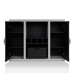 47.25'' Wide Sideboard Open Tall Shelf Two Large Side Cabinets Plank Style Design on the Cabinet