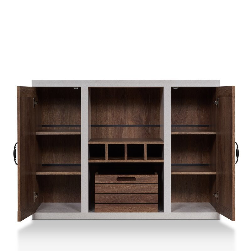 47.25'' Wide Sideboard Open tall shelf Two Large Side Cabinets Plank Style Design