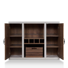 47.25'' Wide Sideboard Open tall shelf Two Large Side Cabinets Plank Style Design