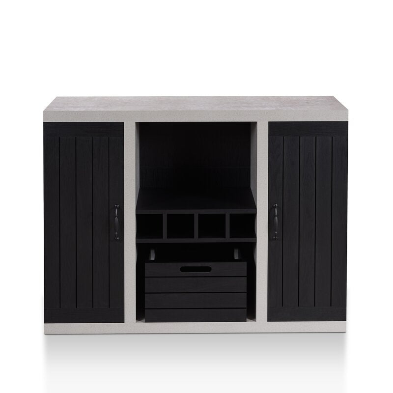 47.25'' Wide Sideboard Open Tall Shelf Two Large Side Cabinets Plank Style Design on the Cabinet