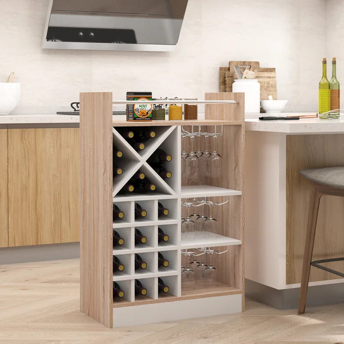Oak/White Kitchen Dining Room Bar with Wine Storage