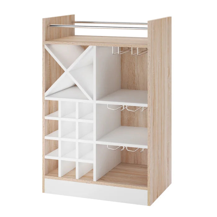 Oak/White Kitchen Dining Room Bar with Wine Storage