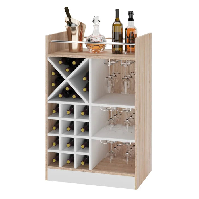 Oak/White Kitchen Dining Room Bar with Wine Storage