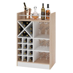 Oak/White Kitchen Dining Room Bar with Wine Storage