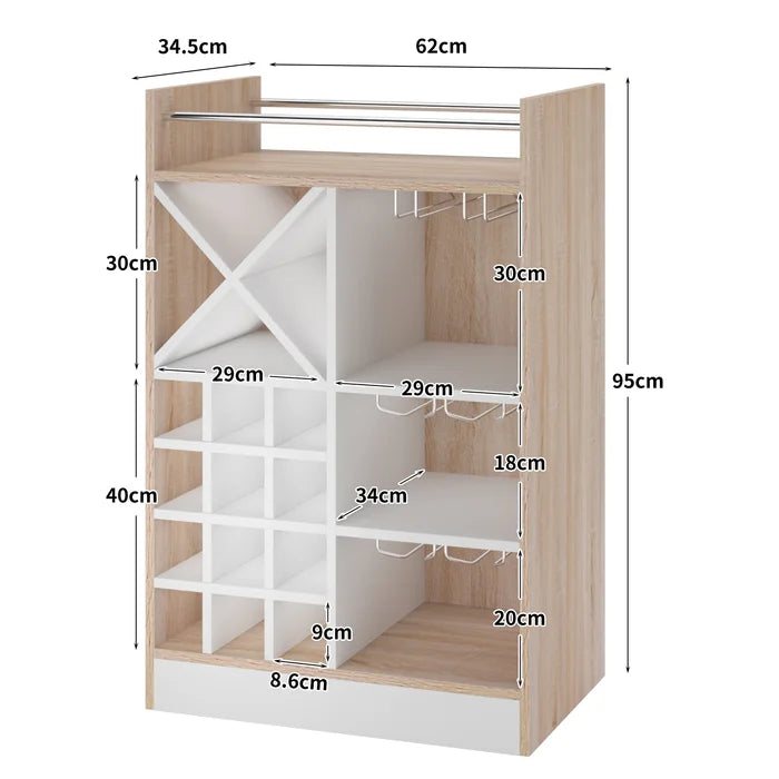 Oak/White Kitchen Dining Room Bar with Wine Storage