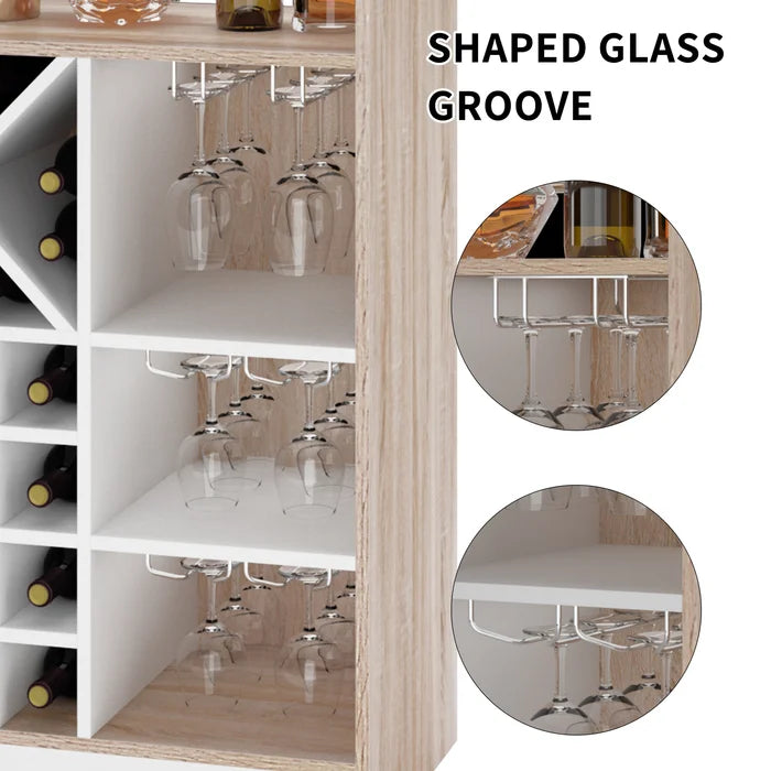 Oak/White Kitchen Dining Room Bar with Wine Storage