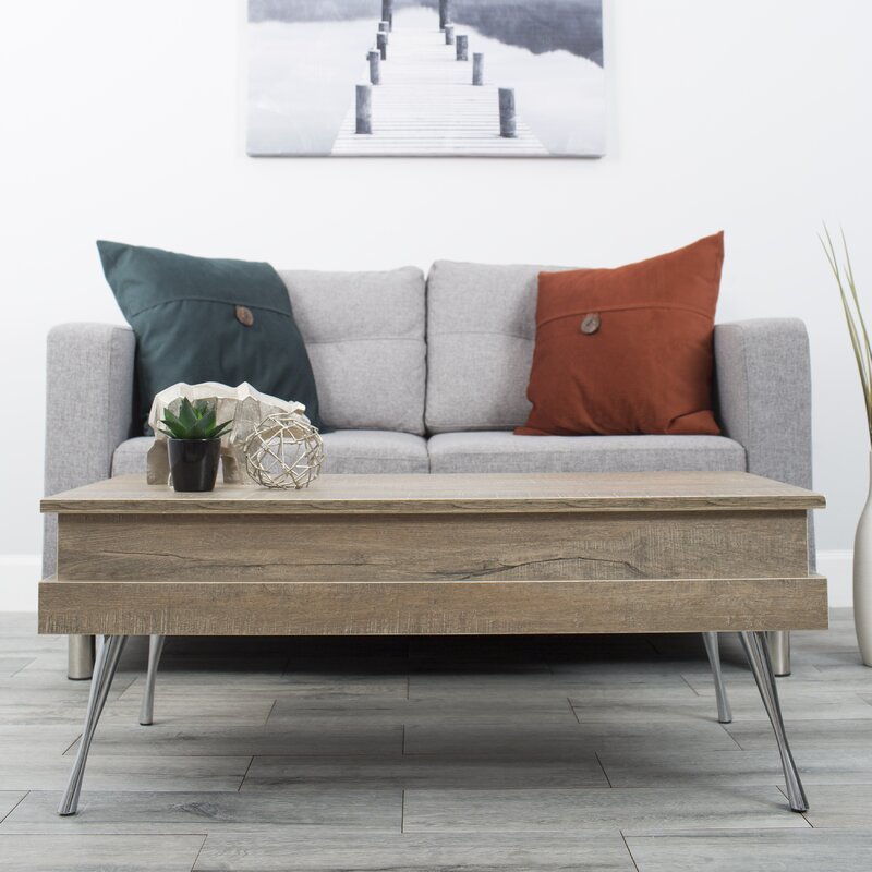 Lift Top 4 Legs Coffee Table featuring that raises to reveal a hidden storage