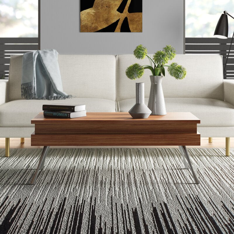 Lift Top 4 Legs Coffee Table  four splayed Metal Legs with a Polished Chrome Finish