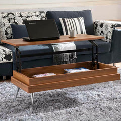 Lift Top 4 Legs Coffee Table  four splayed Metal Legs with a Polished Chrome Finish
