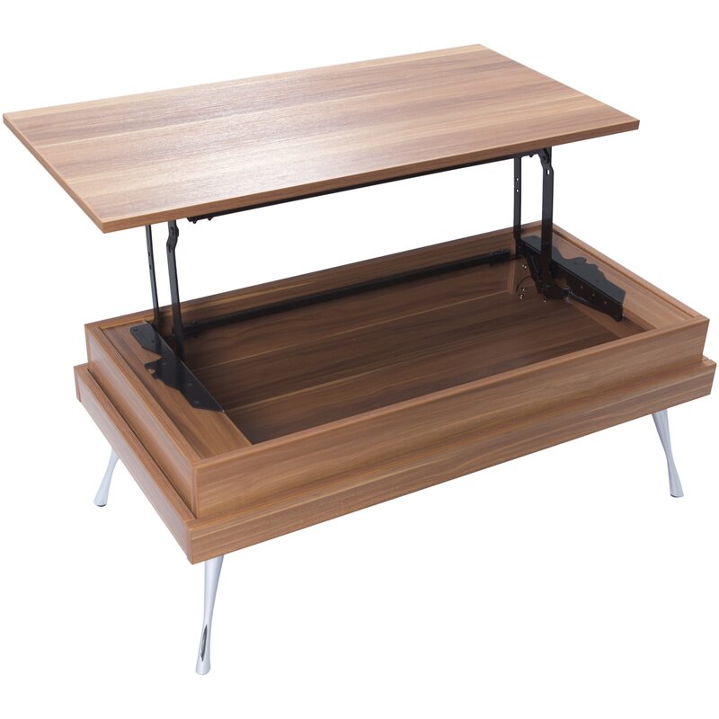 Lift Top 4 Legs Coffee Table  four splayed Metal Legs with a Polished Chrome Finish