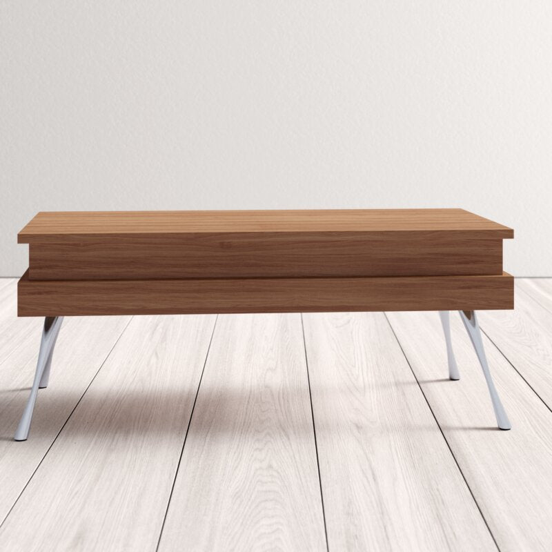 Lift Top 4 Legs Coffee Table  four splayed Metal Legs with a Polished Chrome Finish