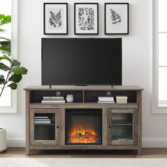 Gray Wash Kohn TV Stand for TVs up to 65" with Fireplace Included