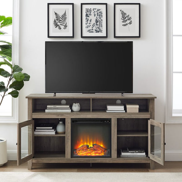 Gray Wash Kohn TV Stand for TVs up to 65" with Fireplace Included