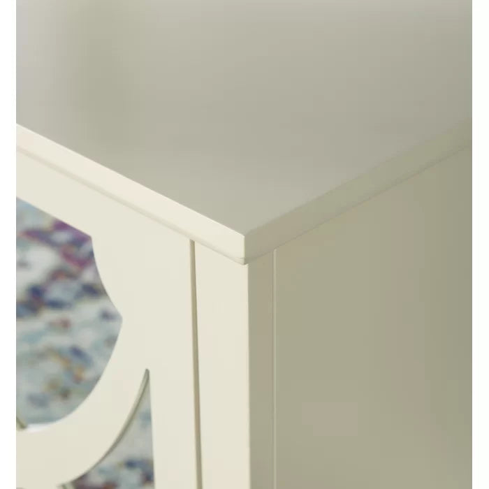 Cream Kohut 26'' Tall 1 - Door Mirrored Accent Cabinet Sturdy and Durability