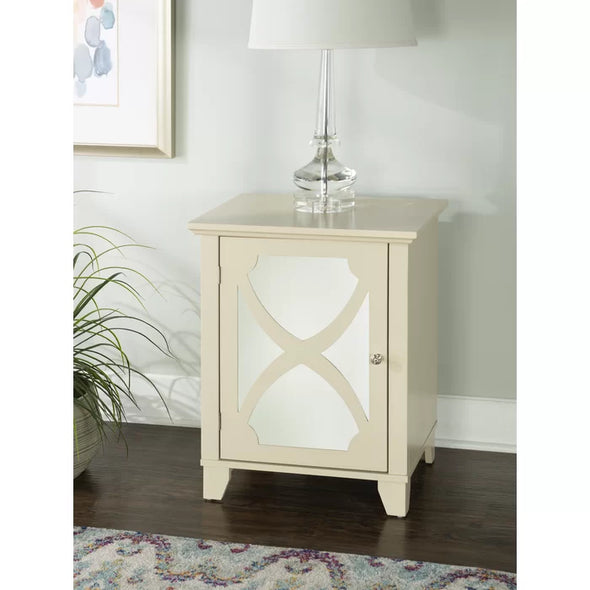 Cream Kohut 26'' Tall 1 - Door Mirrored Accent Cabinet Sturdy and Durability