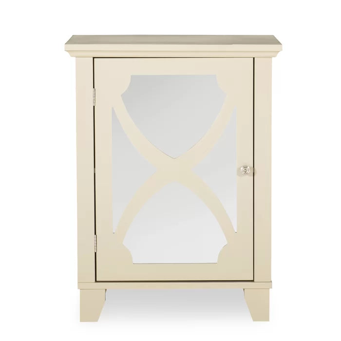 Cream Kohut 26'' Tall 1 - Door Mirrored Accent Cabinet Sturdy and Durability