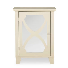 Cream Kohut 26'' Tall 1 - Door Mirrored Accent Cabinet Sturdy and Durability