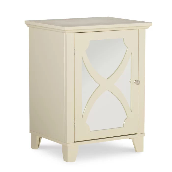Cream Kohut 26'' Tall 1 - Door Mirrored Accent Cabinet Sturdy and Durability