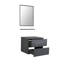 Cement Gray Single Bathroom Vanity Set with Mirror Perfect For Organizing All Of Your Daily Essentials Natural Grain Fit