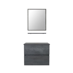 Cement Gray Single Bathroom Vanity Set with Mirror Perfect For Organizing All Of Your Daily Essentials Natural Grain Fit