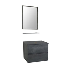 Cement Gray Single Bathroom Vanity Set with Mirror Perfect For Organizing All Of Your Daily Essentials Natural Grain Fit