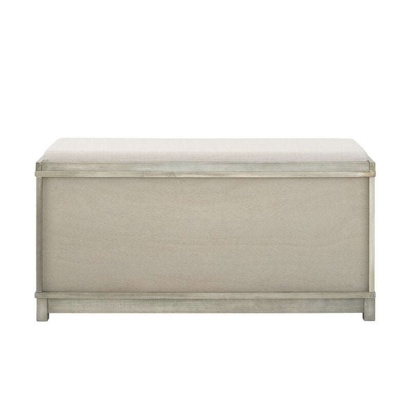 White Upholstered Shelves Storage Bench Four-Cubby Upholstered Storage Bench